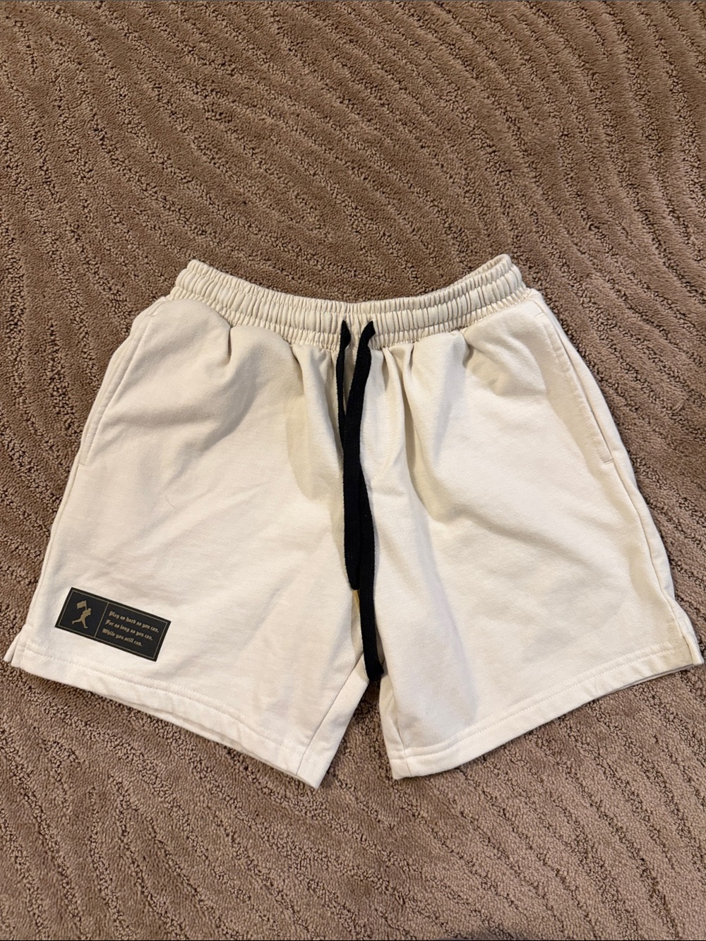Kids Cream Drawstring Casual Shorts with Black Cord